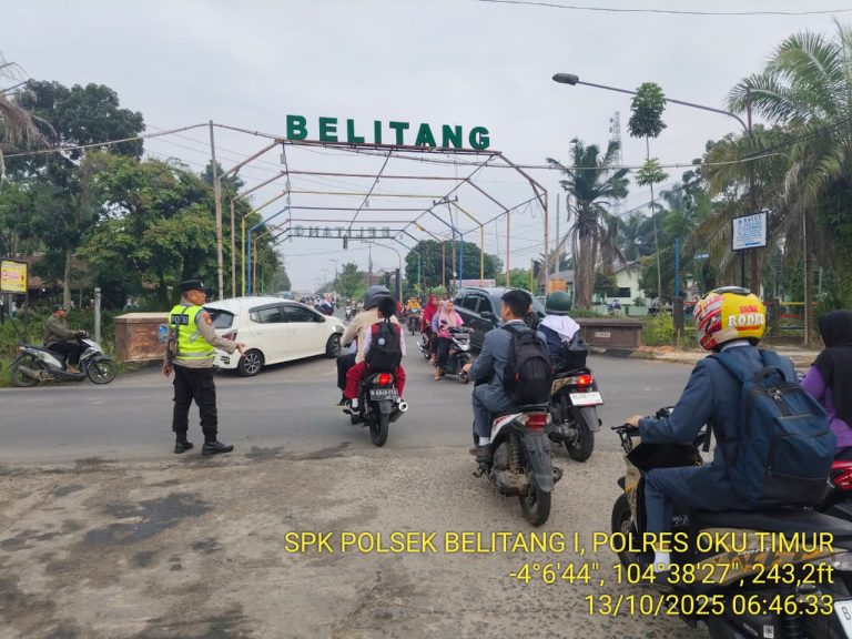 Polsek Belitang I Gelar Strong Point Pagi di Simpang Tugu KTM, Pastikan Kelancaran dan Keamanan Lalu Lintas Warga